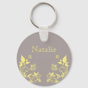 Yellow Butterfly Floral Keychain
