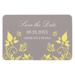Yellow Butterfly Floral Save the Date Magnet