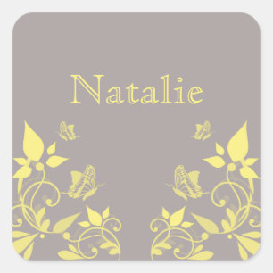 Yellow Butterfly Floral Stickers