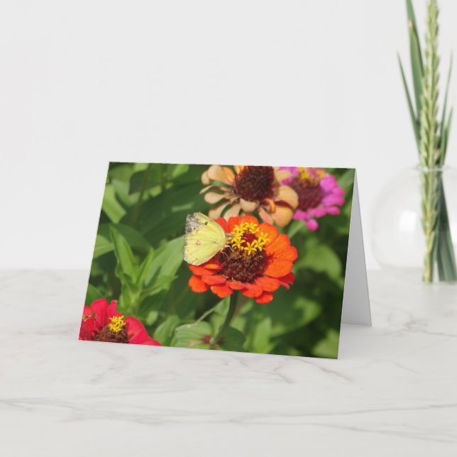 Yellow Butterfly & Flowers Card (Front)