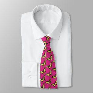 Yellow Butterfly (Fuchsia Pink background) Tie