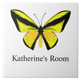 Yellow Butterfly Kids Room Ceramic Tile