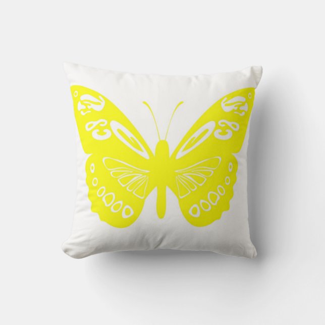 Yellow Butterfly Lace Wings Vibrant Pillow (Front)