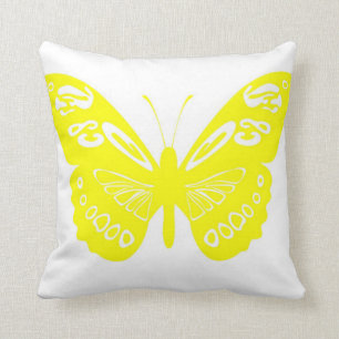 Yellow Butterfly Lace Wings Vibrant Pillow
