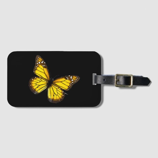 Yellow  butterfly luggage tag (Front Horizontal)