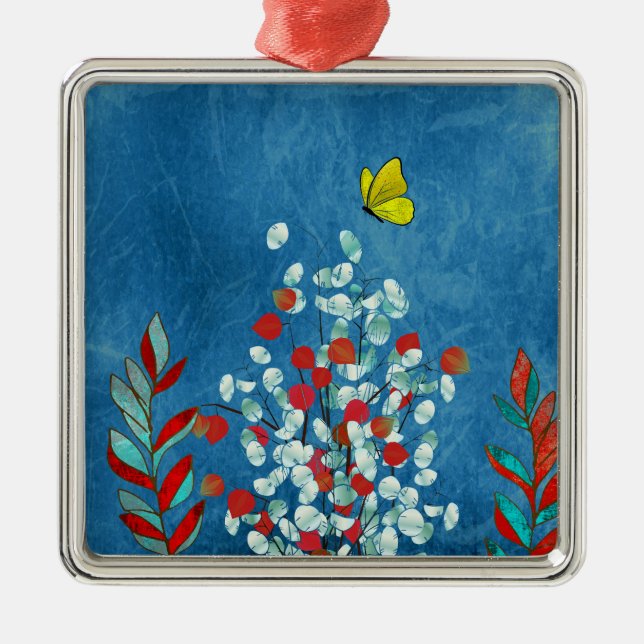 Yellow Butterfly Metal Ornament (Front)