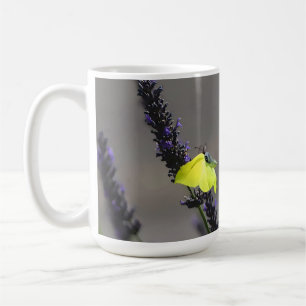 Yellow Butterfly on Purple Lavender Macro Photo Coffee Mug