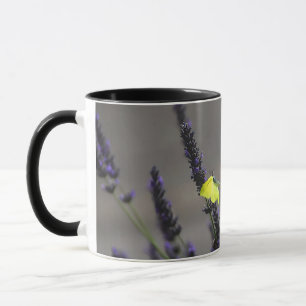 Yellow Butterfly on Purple Lavender Macro Photo Mug