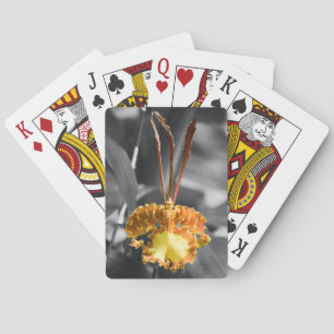 Yellow Butterfly Orchid Flower Playing Cards