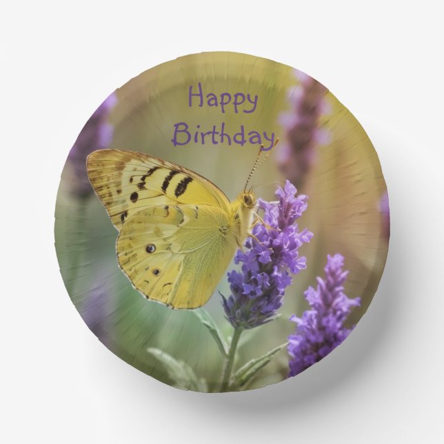 Yellow Butterfly Paper Plate (Front)