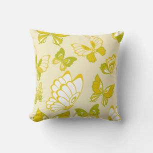 Yellow Butterfly Pattern Cushion