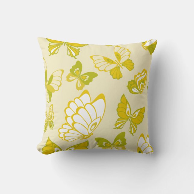 Yellow Butterfly Pattern Cushion (Front)