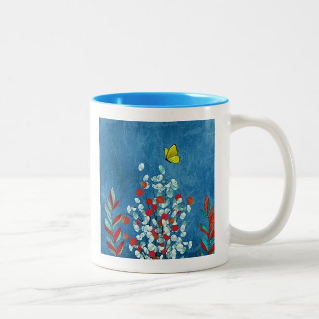Yellow Butterfly Two-Tone Coffee Mug (Right)