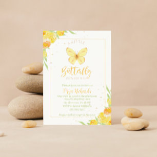 Yellow butterfly watercolor baby shower invitation