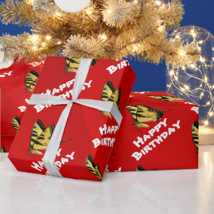 Yellow butterfly Wrapping Paper