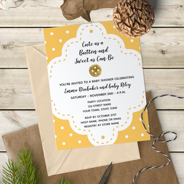 Yellow Button Baby Shower Invitation (Creator Uploaded)