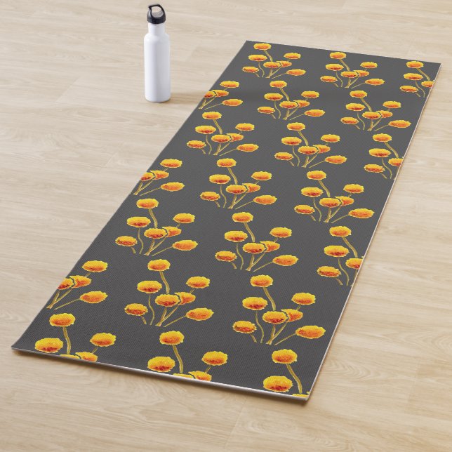 Yellow button flower vibrant energetic art yoga mat (In Situ)