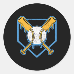 Yellow Bysebyll Home Plate Boys Bysebyll Byt Byseb Classic Round Sticker