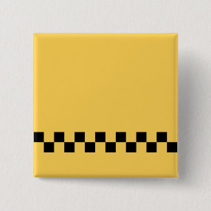 Yellow cab chequered pattern 15 cm square badge