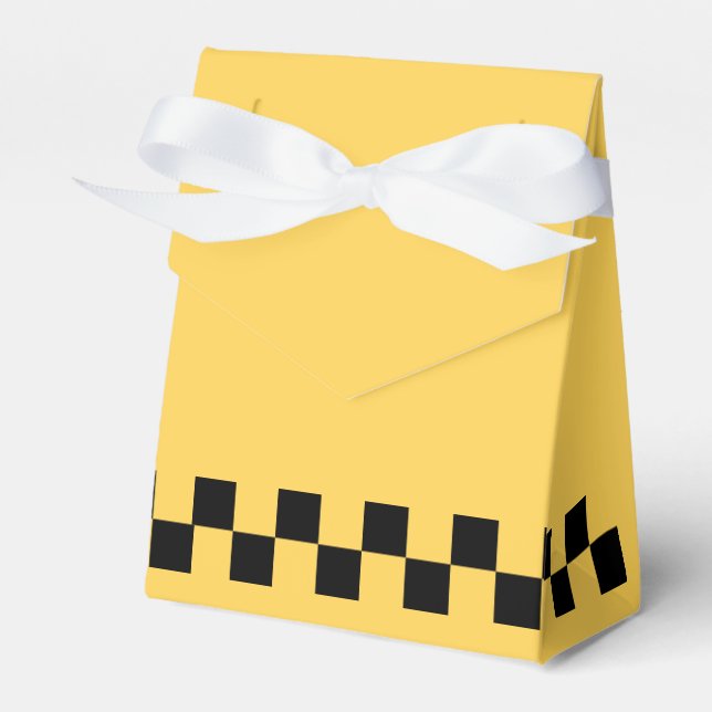 Yellow cab chequered pattern favour box (Front Side)