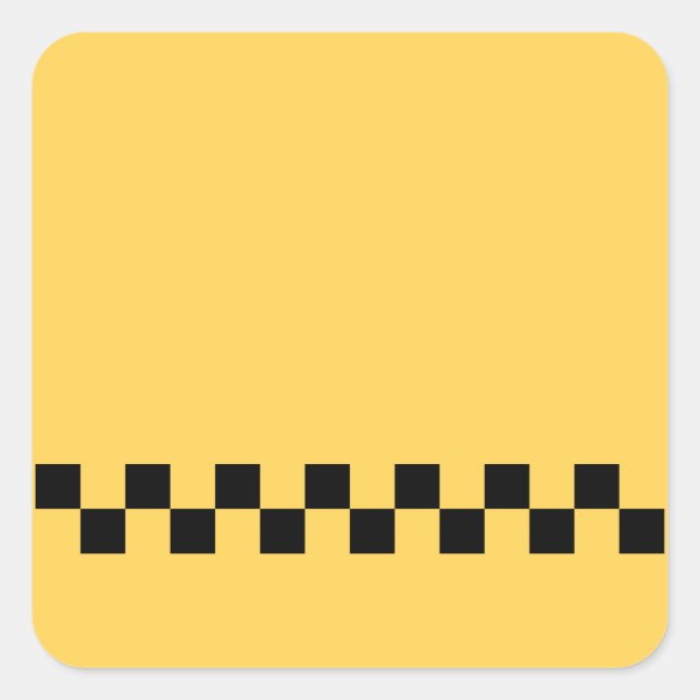 Yellow cab chequered pattern square sticker (Front)