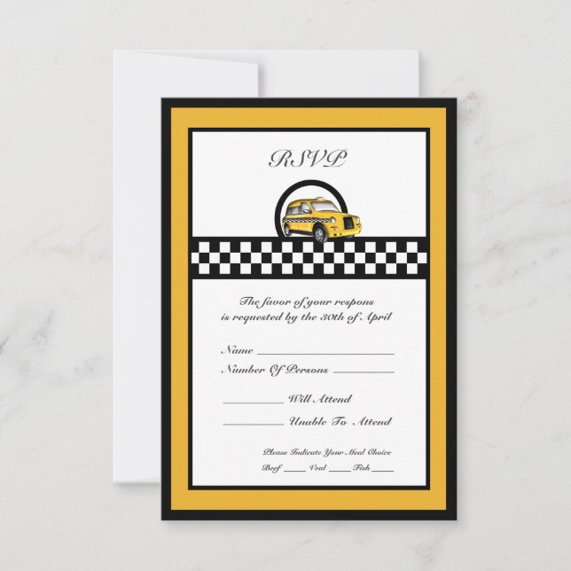 Yellow Cab Driver Retirement RSVP Card (Front)