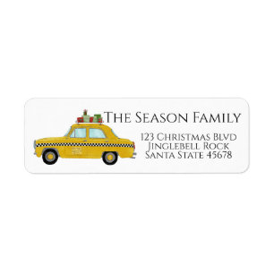 Yellow Cab Taxi Christmas Gifts Holiday Mail Return Address Label