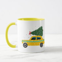  Yellow Cab Taxi Christmas Tree Drawing Snow