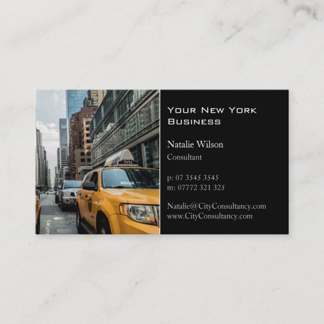 Yellow Cab / Taxi, New York Photo - Business Card (Front)