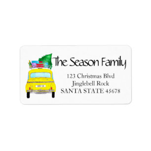 Yellow Cab Taxi with Christmas Gifts Label