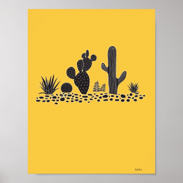 Yellow Cactus and Succulents Poster (Front)