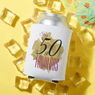 Yellow Cactus Flower 50 and Fabulous Birthday Can Cooler
