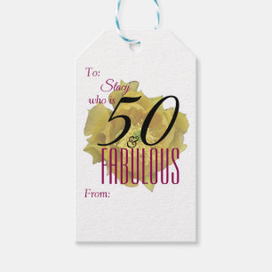 Yellow Cactus Flower 50 and Fabulous Birthday Gift Tags