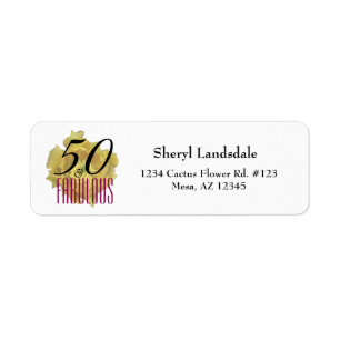 Yellow Cactus Flower 50 and Fabulous Birthday Return Address Label