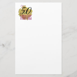 Yellow Cactus Flower 50 and Fabulous Birthday Stationery