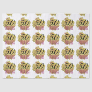 Yellow Cactus Flower 50 and Fabulous Birthday Tissue Paper