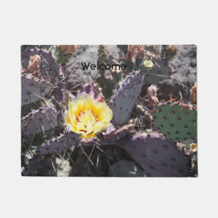 Yellow cactus flower in spring doormat