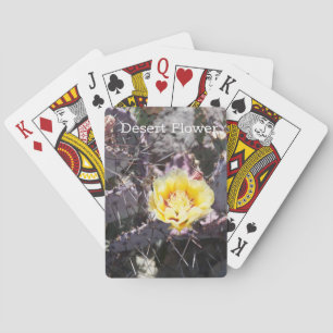 Yellow cactus flower in spring playing cards