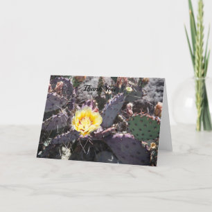 Yellow cactus flower in spring thank you card