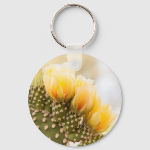 Yellow cactus flowers as they bloom in  Arizona Key Ring