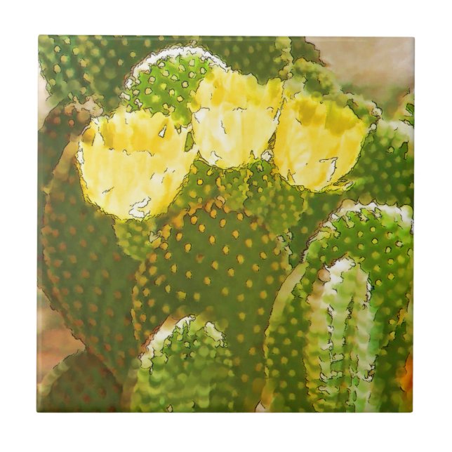 YELLOW CACTUS FLOWERS TILE (Front)