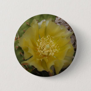Yellow Cactus In Bloom 6 Cm Round Badge