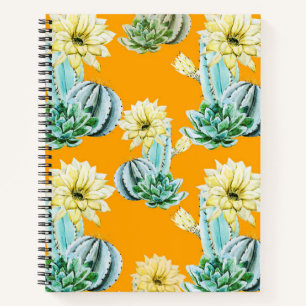 Yellow Cactus Pattern Notebook