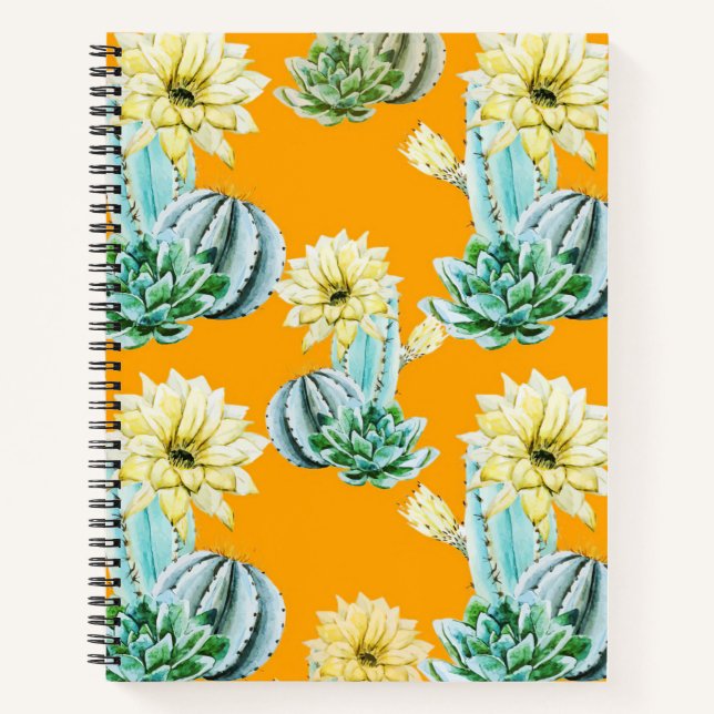 Yellow Cactus Pattern Notebook (Front)