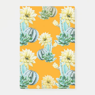 Yellow Cactus Pattern Post-it Notes