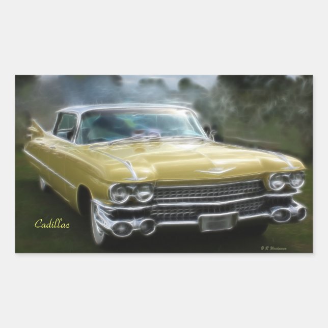 Yellow Cadillac Rectangular Sticker (Front)