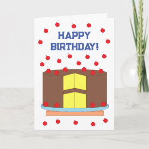 Yellow Cake & Chocolate Frosting: White Birthday Card