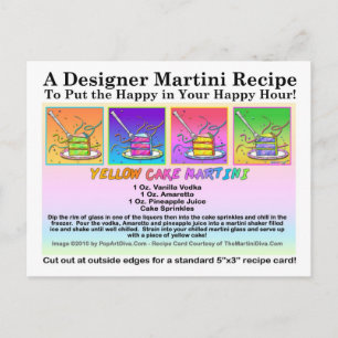 Yellow Cake Martini Recipe Card Postcard