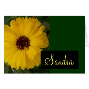 Yellow Calendula Flower Card with Name