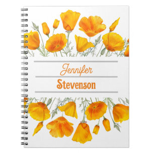 Yellow California Poppies Personalised Notebook